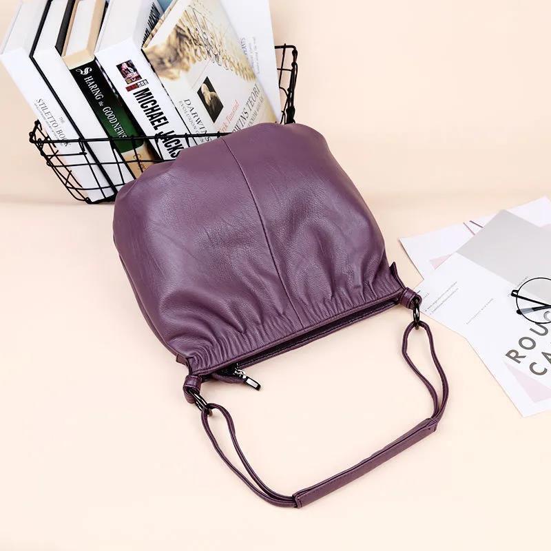 Women Bucket Bag handbag Casual Female Crossbody Bags Portable Genuine Leather Cowhide Large Capacity