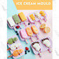 Homemade Food Grade Silicone Ice Cream Molds Ice Lolly Moulds Freezer Cartoon Ice Cream Bar Molds Maker with 50 Popsicle Sticks