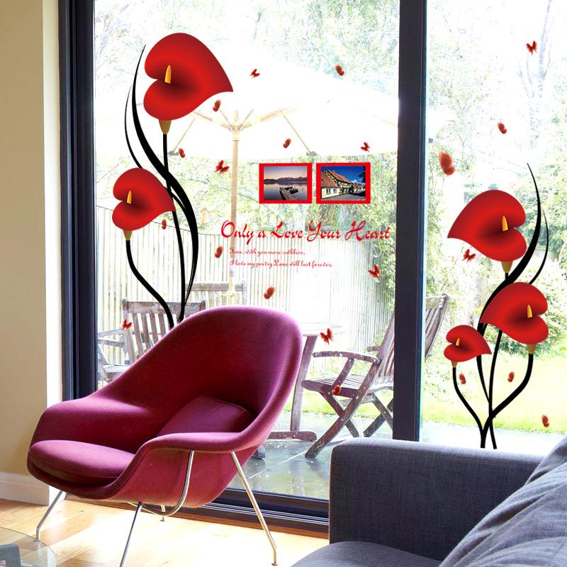 Romantic morning glory bedroom living room porch TV background wall decorative wall stickers