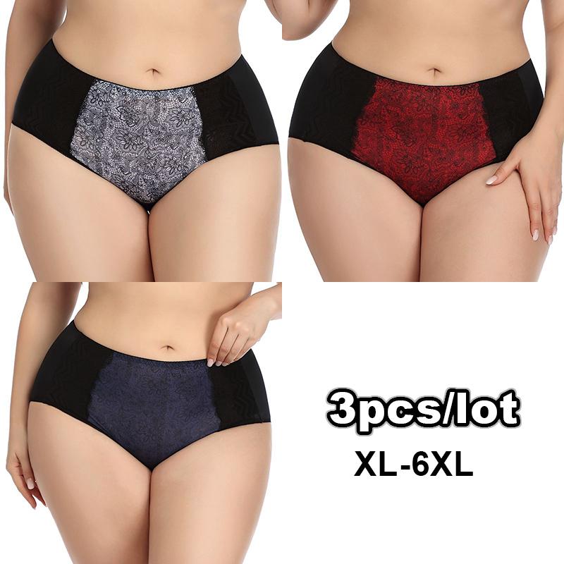 3pcs Large Version of Briefs, Large Size, Women's Printed Panties, Mid-waist, Breathable, Seamless, Anti-glare, Pure Cotton Crotch Underwear