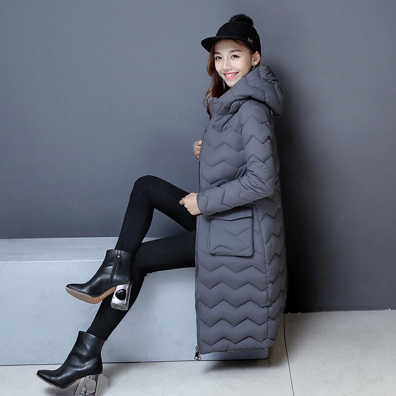 Women's Mid-length Down Jacket Winter Korean Loose Cotton Clothes Casual Hooded Padded Jacket Quilted Jacket