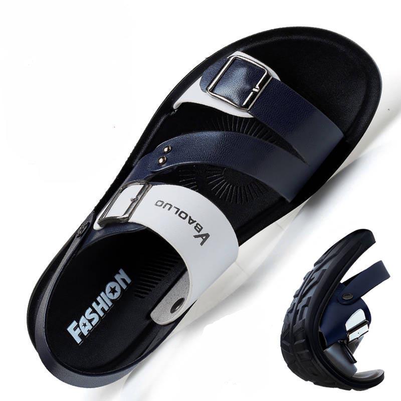 Summer Sandals Men's Cool Casual Soft Bottom Beach Leather Sandals and Slippers Outdoor Wear Summer