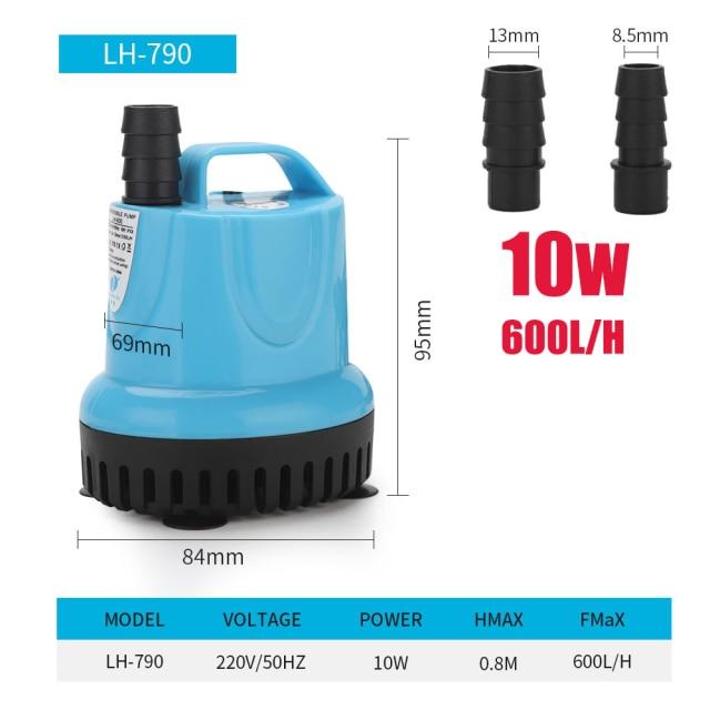 10/18/25/45/60/85/105W 600-4500L/H Submersible Water Pump 220V Aquarium Fish Pond Tank Spout Marin Temperature Control Clean