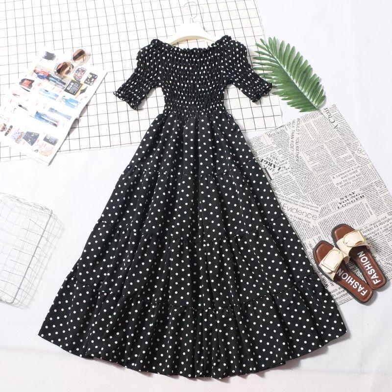 Femme Summer Dress 2020 Strapless Short Sleeve Retro Women Vintage Dresses Rockabilly Party Dress