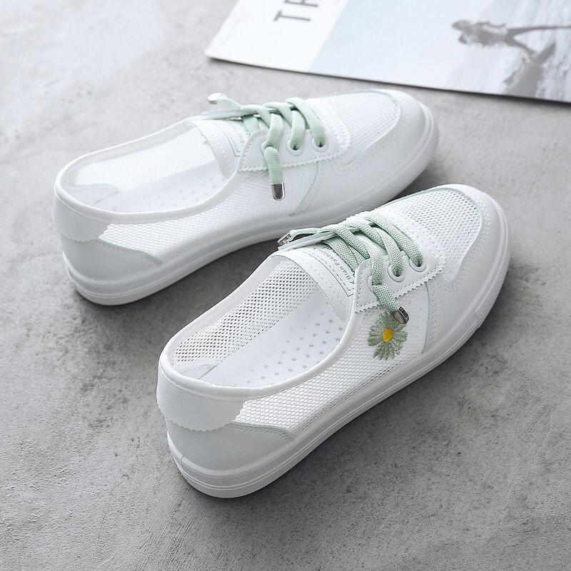 2021 New Spring Summer All-match Mesh Breathable Sneakers All-match Casual White Shoes Lazy Shoes Tide