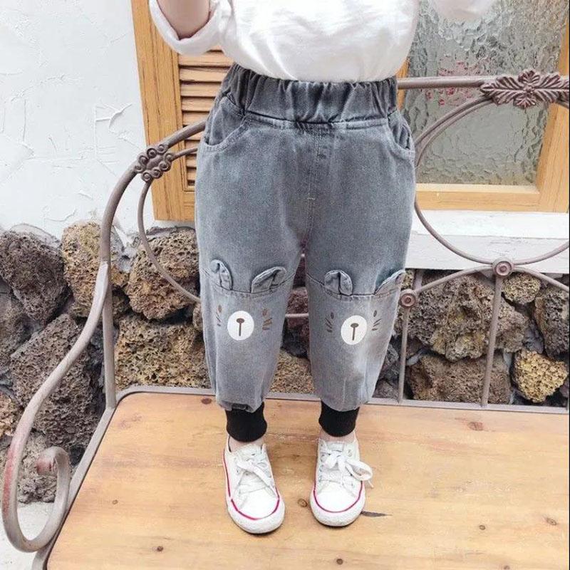 Children's Jeans Autumn Harem Pants Boys Girls Loose Pants Autumn and Winter Plus Velvet Outer Wear Casual Pants