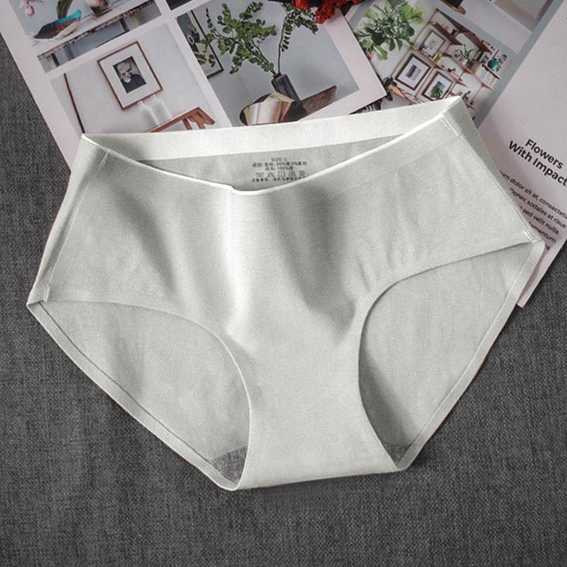 4Pcs/Set Girl's Mid Waist Breathable Seamless Cotton Underpants Women's All-match Solid Color Large Size Causal Soft Briefs