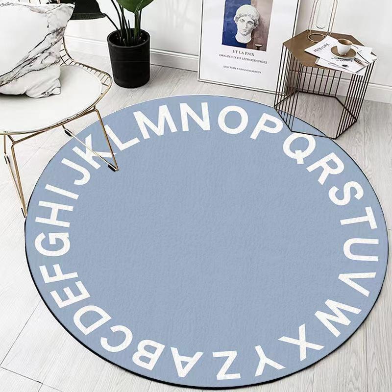 Round Carpet Fangyangr Living Room Bedroom Thickened Pole Line Bedside Blanket Northern European Retro Irregular Tea Blanket