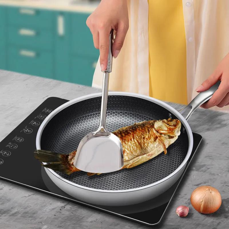 Stainless Steel Pan Non-stick Pan Household Steak Frying Pan Small Omelette Pan Induction Cooker Gas Stove Special Pancake Pan