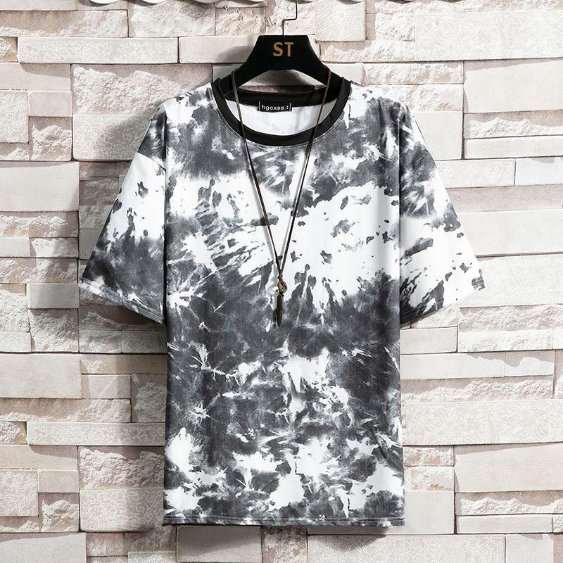 Ice Silk Summer Trend Short-sleeved Loose Men's Short-sleeved T-shirt Male Round Neck Young Students