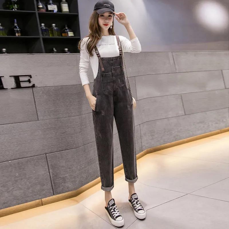 WTEMPO Summer Denim Jumpsuit Woman Jeans Long Romper Pants Pockets Sleeveless Adjusted Overalls Trousers