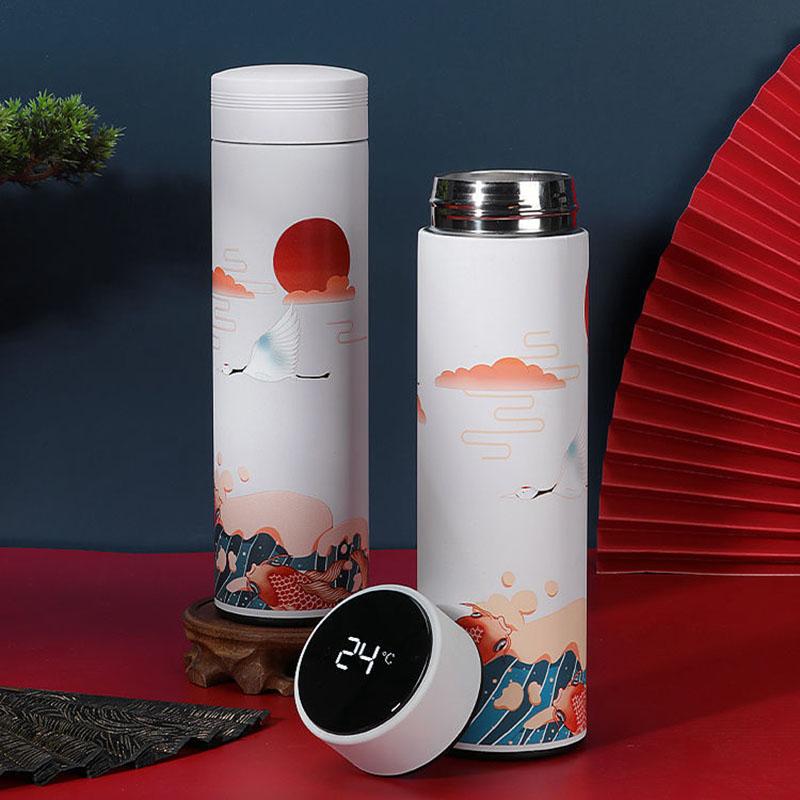 Intelligent Temperature Display Thermos Cup Chinese Style Trend Creative Water Cup Literary Male and Female Students Portable Tea Cup