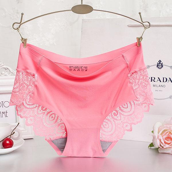 3Pcs/Set Women's Large Size Cotton Crotch Panties Female Breathable Mid-waist Seamless Solid Color Lace Briefs