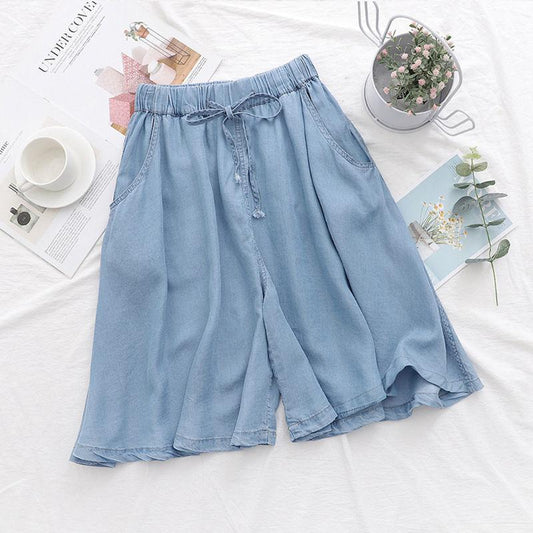 WTEMPO Women High Waist Shorts Spring Summer Wide Leg Shorts  Loose  A-line Thin Casual Shorts