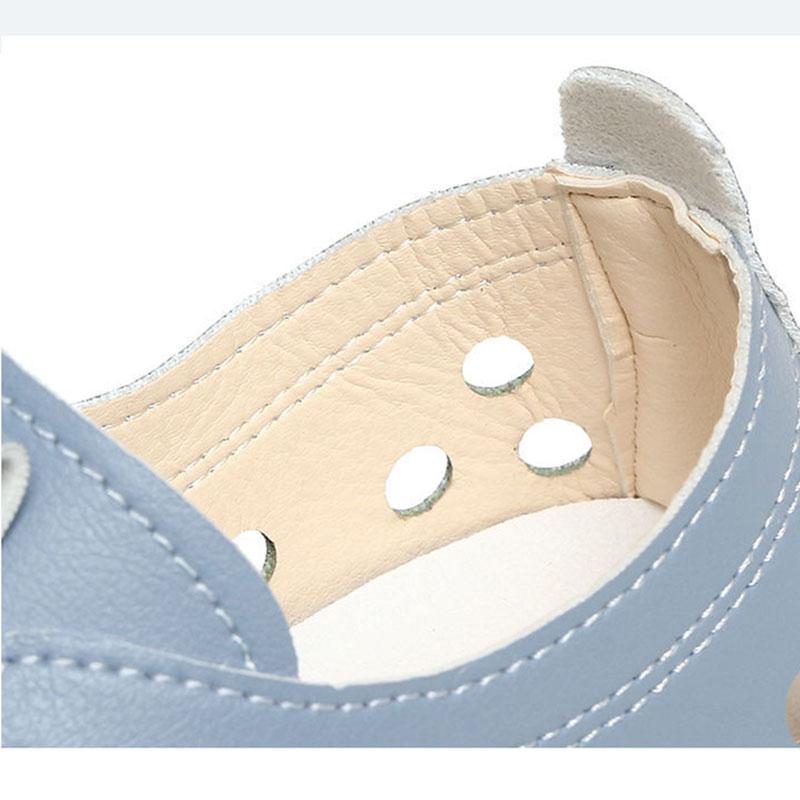 Soft Leather Hollow Women's Shoes Summer Hole Sandals Tendon Sole Sandals Flat Casual Shoes Soft Sole Mother's Sandals