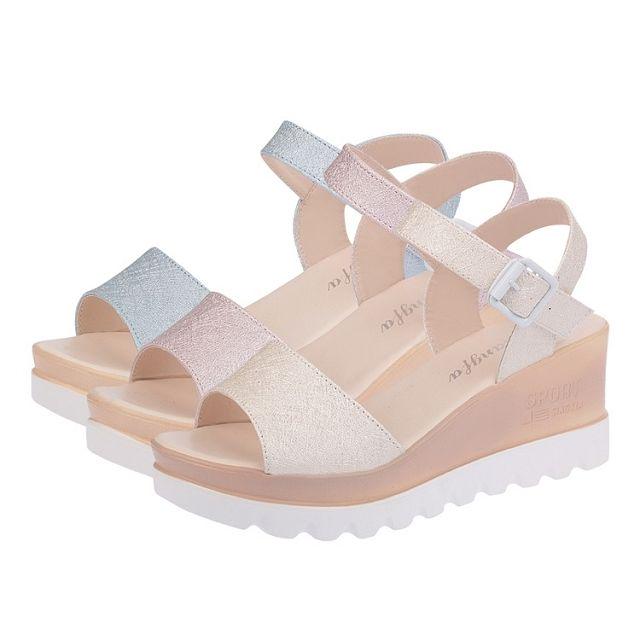 Women Sandals Women Soft Leather Casual Open Toe Girls Student Shoes Flats