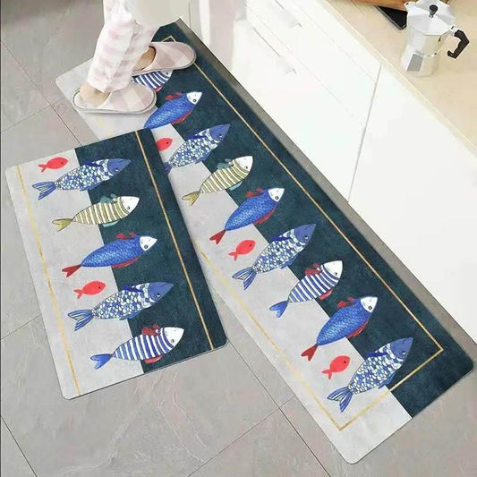 Kitchen Bathroom Bedroom Bed Door Door Living Room Carpet Water-absorbing Oil Absorbing Anti-slip Wear-resistant Simple Wind Pad Two-piece