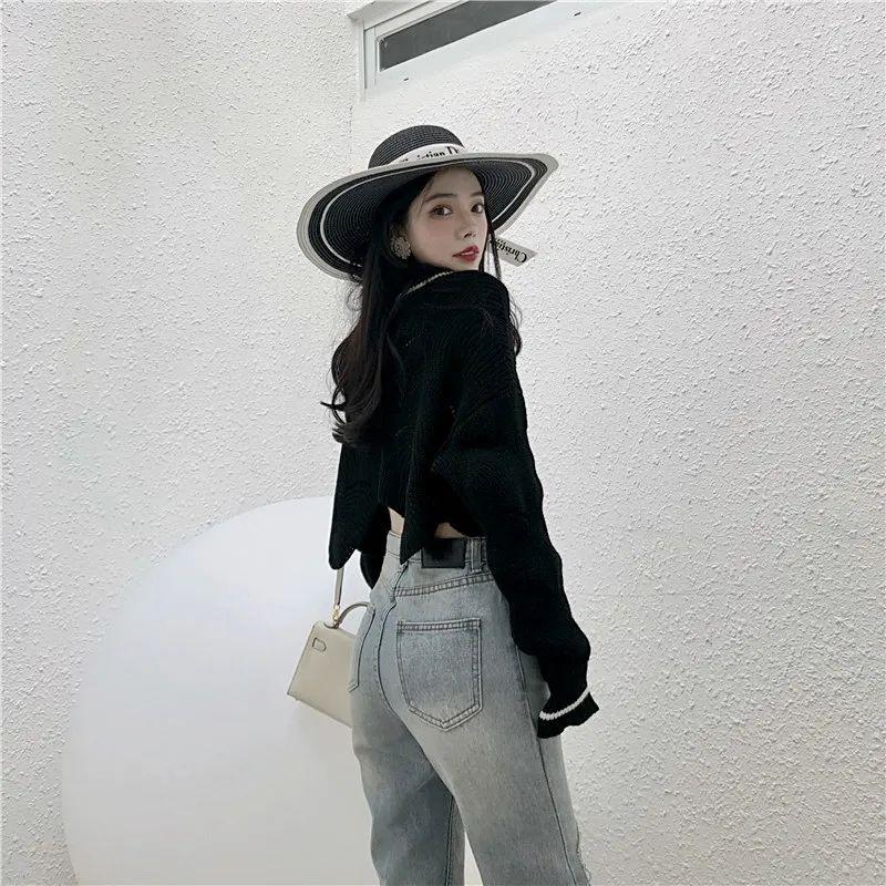 Spring and Autumn Casual Cardigan Sweater Loose and Versatile Knitted Top Short Simple Female Jacket