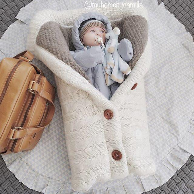 Newborn Baby Winter Warm Sleeping Bag Infant Button Knit Swaddle Wrap Swaddling Stroller Wrap Toddler Blanket Baby Sleeping Bag