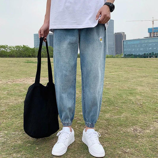 Summer Collocation Stretch Jeans Men's Nine-point Harem Pants Loose Trend Casual Trousers