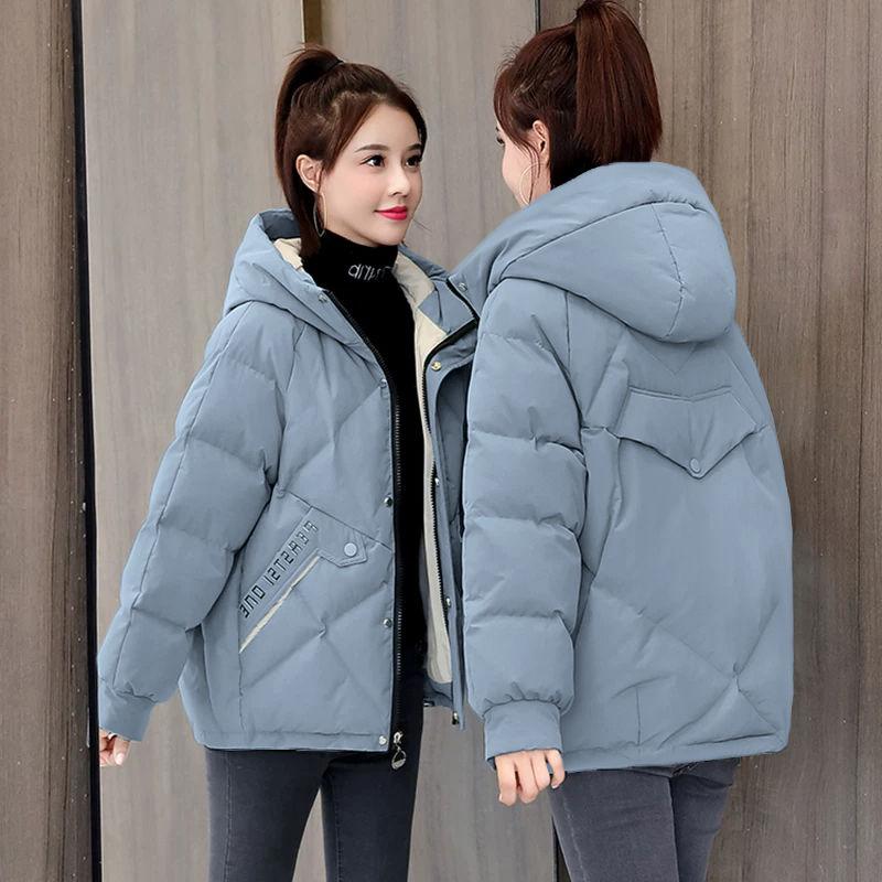 Women's Mid-length Down Jacket Winter Korean Loose Cotton Clothes Casual Hooded Padded Jacket