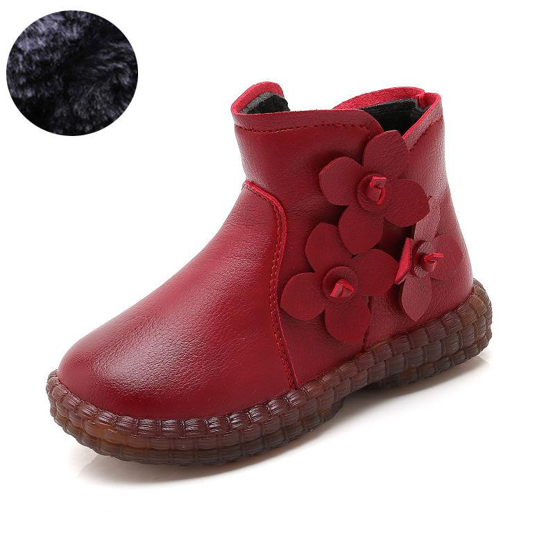 Girls Boots Winter Princess Boots Plus Velvet Children's Short Boots Girls Cotton Boots Baby Shoes