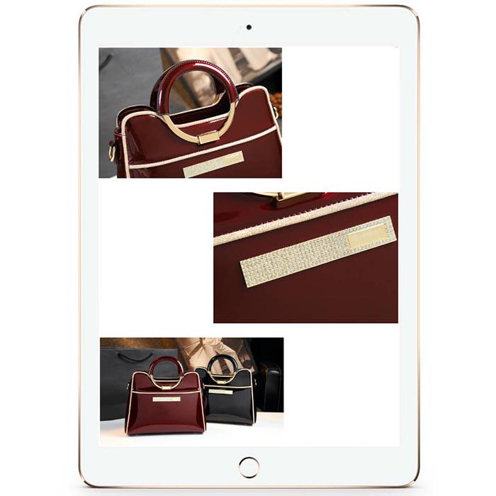 Luxury Handbags Patent Leather Messenger Bag Simple Box Shoulder Handbag Ladies Office Work Totes