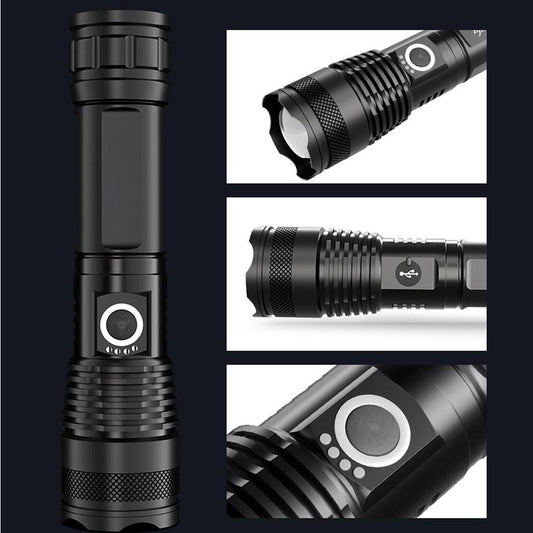 AP LED Zoom Flashlight XHP70 Torch USB Rechargeable Lamp