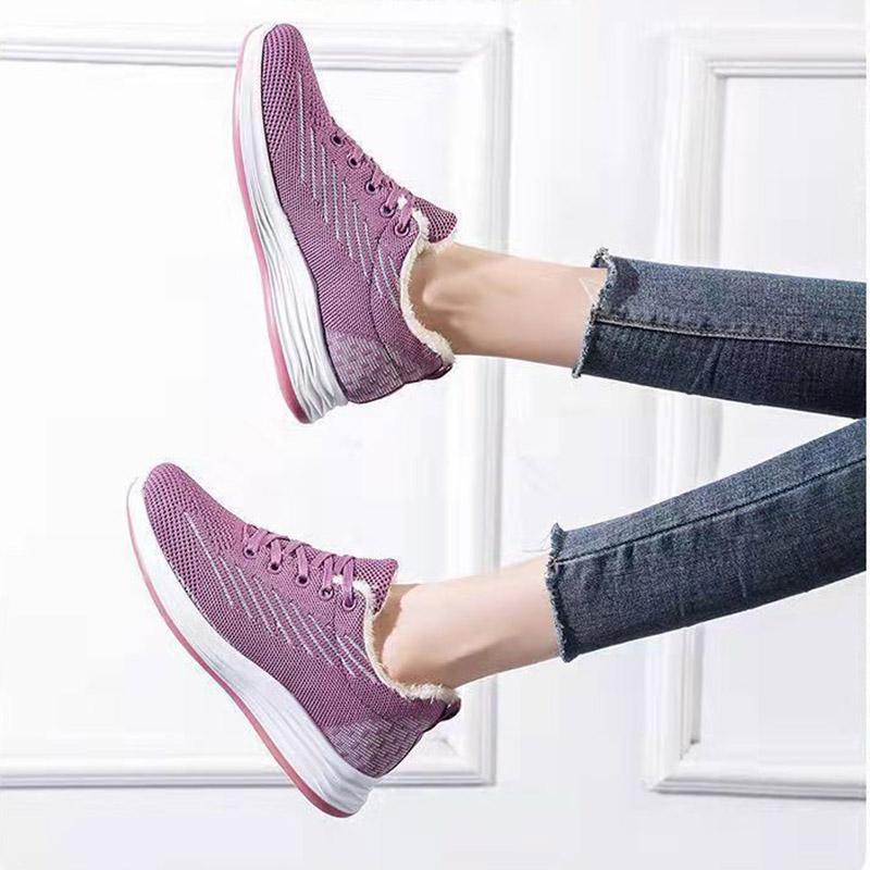 Plus Velvet Thicken Women's Sports Shoes Casual Warm Shoes Anti-slip Solid Color Winter Running Shoes