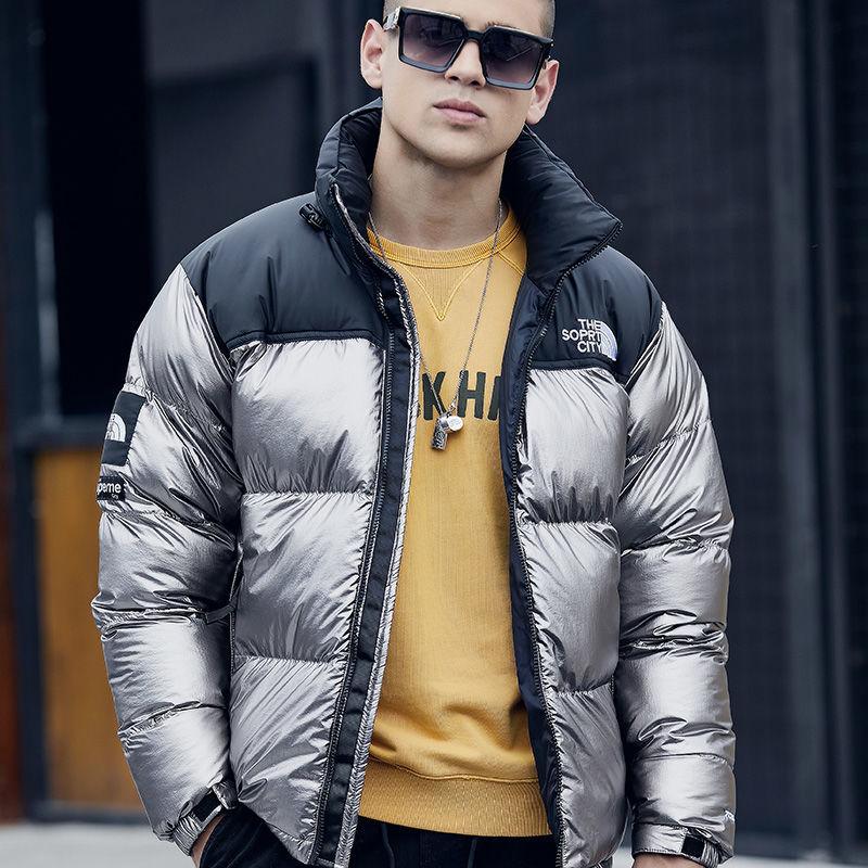 Large Size Silver All-match The Most Fashionable Trend of Men's Cotton Winter Loose Thick Warm Jacket