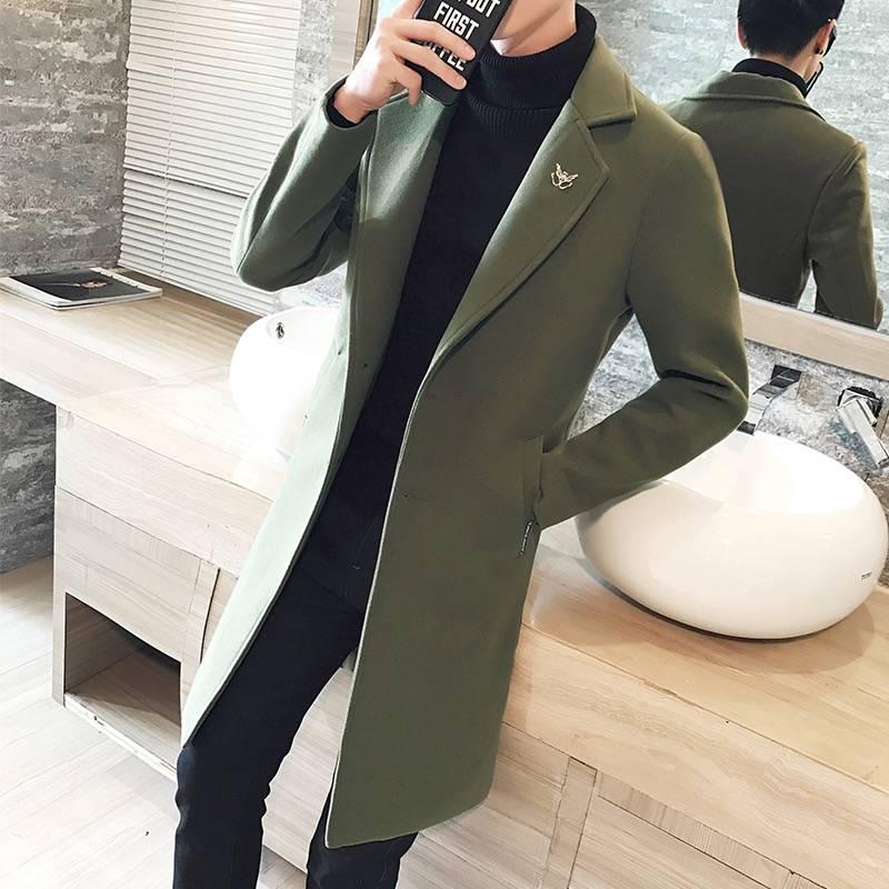 Men Woolen Coat Autumn Trench Coat  Slim Fit Wool Jacket Coat Men Long Coats Fashion Overcoats