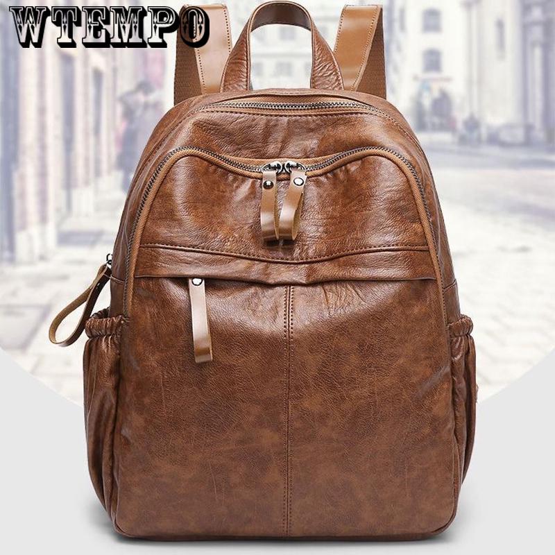 Leather Shoulder Bag Cowhide Large-capacity Trend Wild Travel Simple Casual Backpack