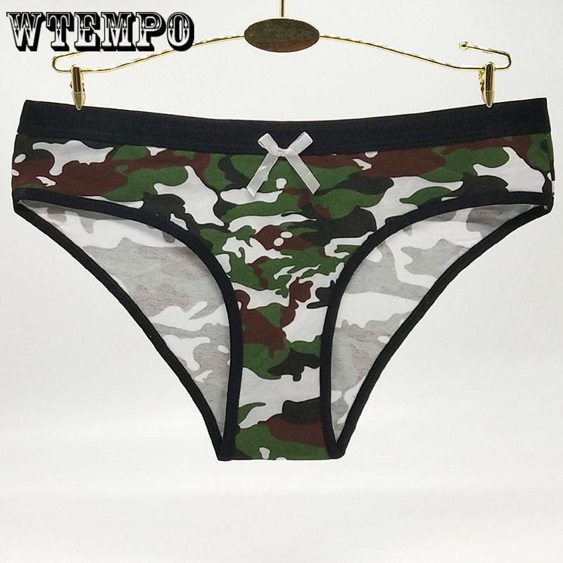 WTEMPO 6 Pcs/Lot  Sexy Panties Briefs Cotton Woman Underwear Ladies Knickers Low-Waist Camouflage