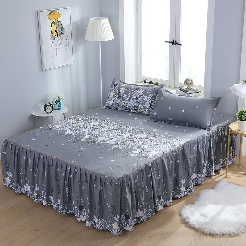 Brushed Bedroom Home Bed Skirt Single Solid Color Skin-friendly Bedspread Bed Cover Bedroom Student Dormitory Sheets