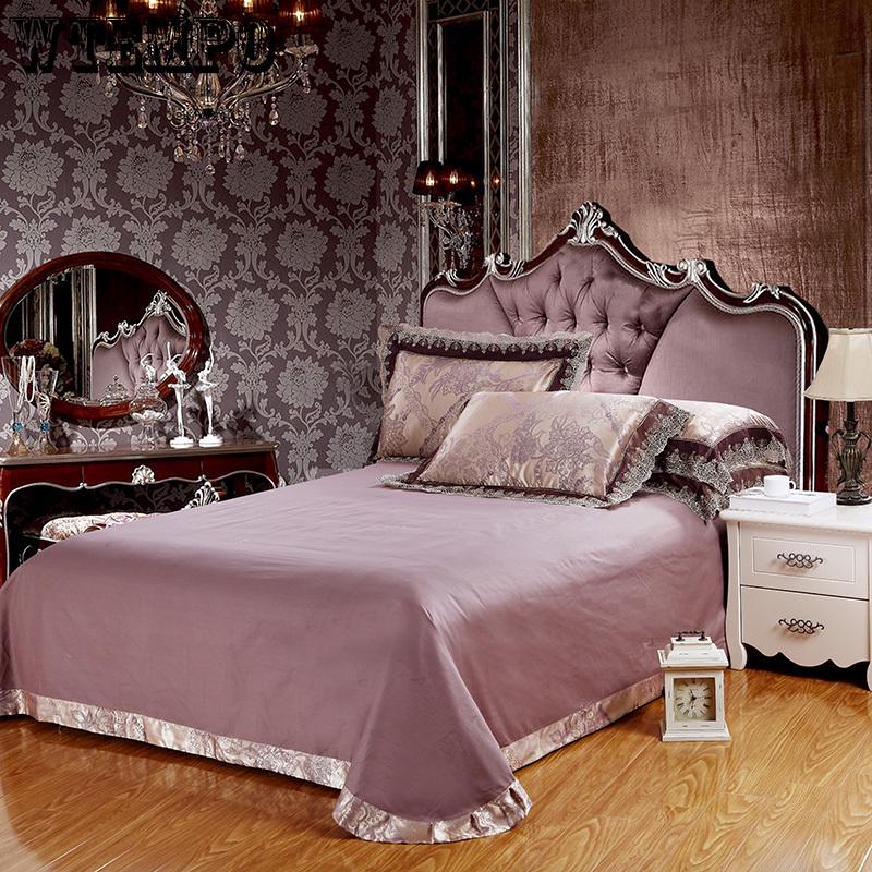 Europe Style Jacquard Bedding Set 4 Pcs Lace Bedclothes Bed Set Satin Duvet Cover