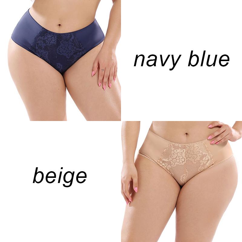 2PCS Plus Size Ladies Panties Sexy High Waist Briefs Fat Ladies Lace Panties L-5XL