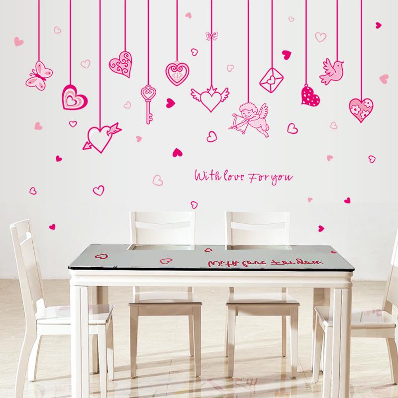 Love Cupid Children's Room Kindergarten Room Decoration wall Stickers romantic love pink wallpaper