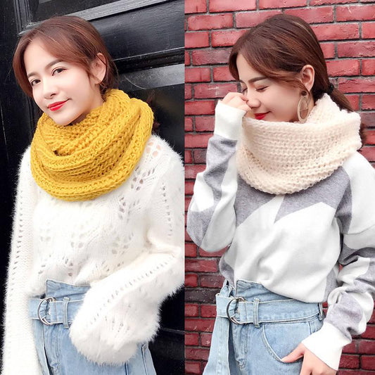 Solid Color Women Winter Warmer Cotton Knit Neck Circle Scarfs Shawl Wraps Loop Vogue