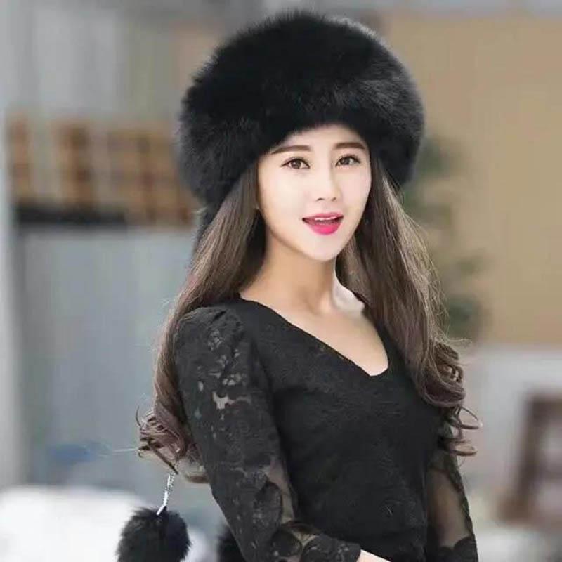 Hat Women Winter Faux Fur Fox Fur Hat Thick Warm Russian Snow Cap