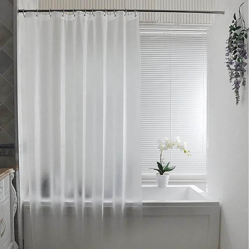 Bathroom Shower Curtain EVA Translucent Silk Pattern Waterproof Shower Curtain Free Perforated Partition Curtain