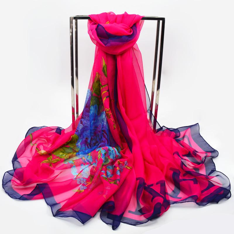 Flower Wrap Shawl Silk Imitation Satin 200*140cm Women Elegant Scarf  All-match Headscarf Sunscreen Gauze Shawl