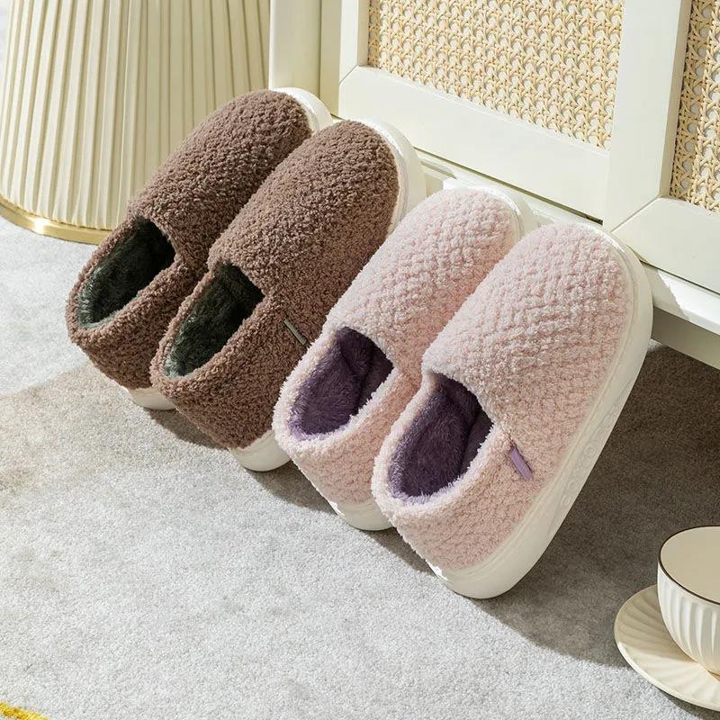 Cotton Slippers Women's Winter Bag with Indoor Couples Home Warmth Month Postpartum Household Plush Thick-soled Cotton Shoes