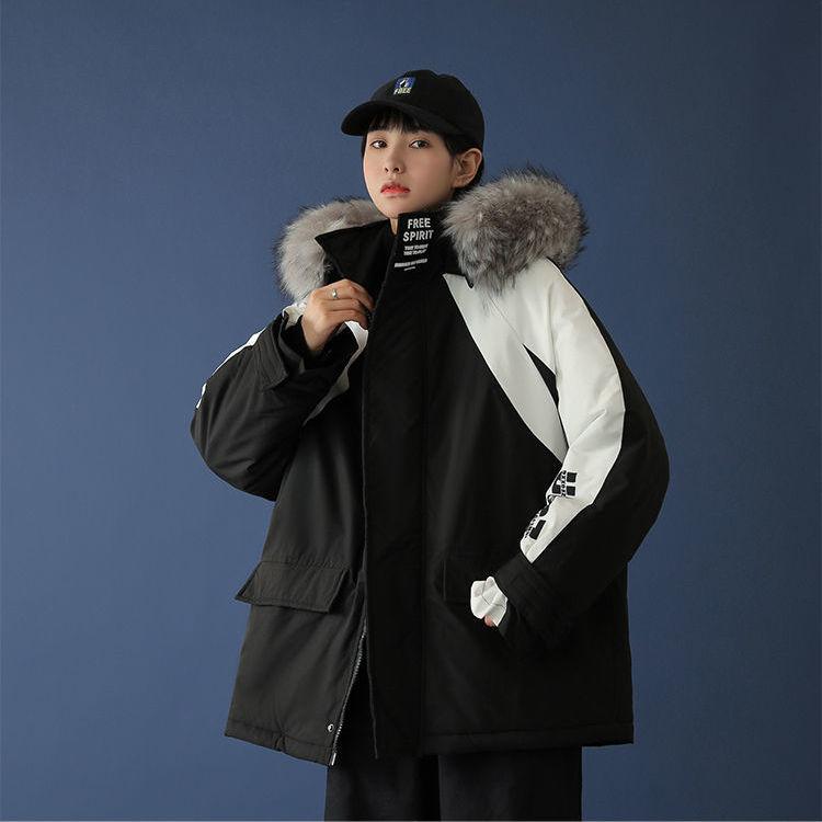 Winter Warmth Padded Jacket Plus Velvet Parker Jacket Women Loose Padded Jacket Padded Padded Jacket Winter Wear Fluffy Fur Collar Loose Bread Jacket