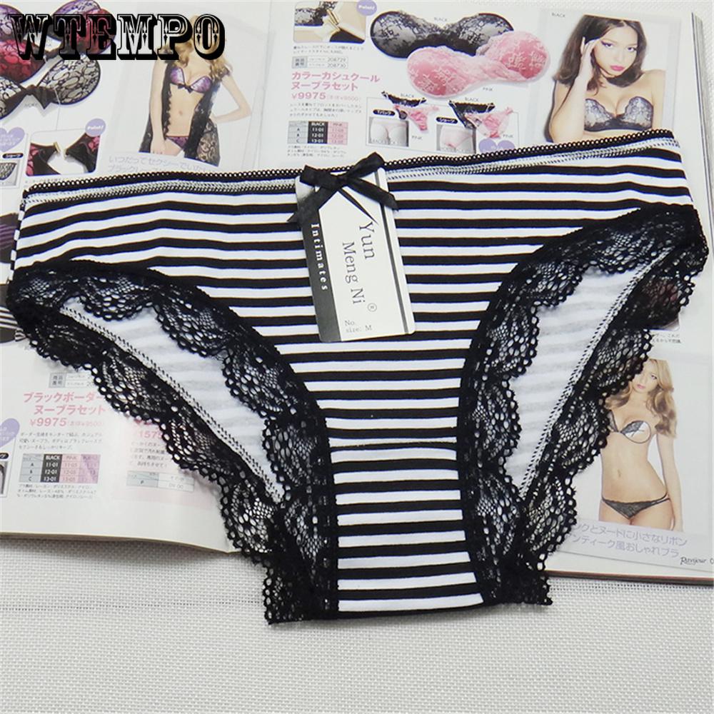 Cotton Women's Briefs Sexy Low-waist Panties Underwear Fashion Striped Printed 6 Pcs/lot