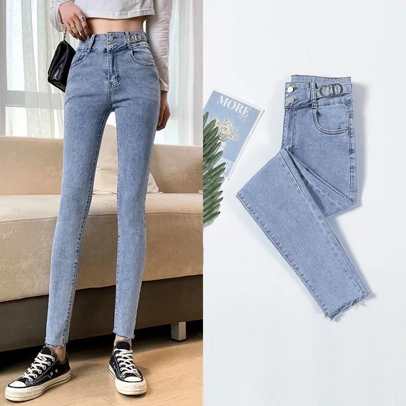 Women High Waist  Jeans  Thin Pencil Pants  Denim Stretch  Slim Female Trousers Spring Autumn