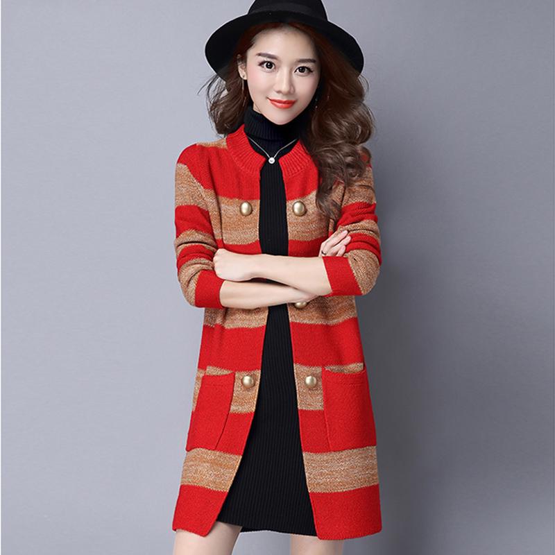 Wild Jacket Coat Knitted Cardigan Sweater Women's Mid-length Loose Sweater Coat Thickened