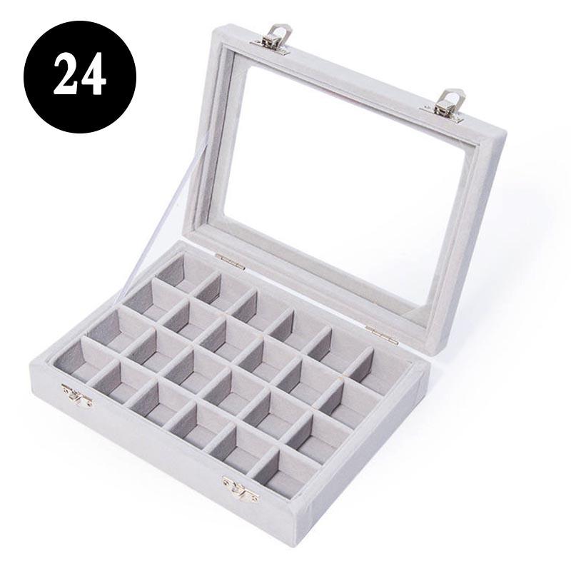 24 Grid Jewelry Storage Box Dust-proof Transparent Large-capacity Hand Jewelry Ear Stud Necklace Portable Exquisite Jewelry Box