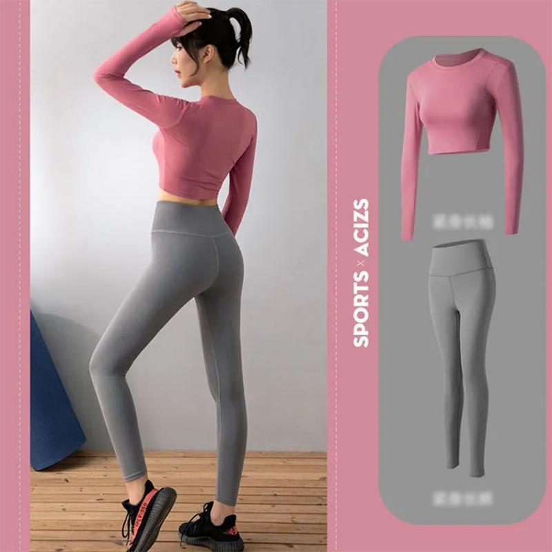 Running Suits Women's Tight High Waist Sexy Yoga Suits Women's Quick-drying Suits Large Size Sports Suits Women's Trousers Long Sleeves