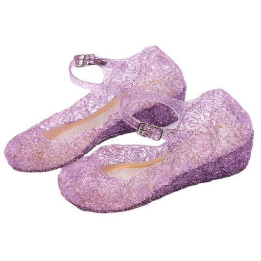 Girls Sandals Summer Non-slip Princess Shoes Fashion High Heel Sandals Cinderella Sandals