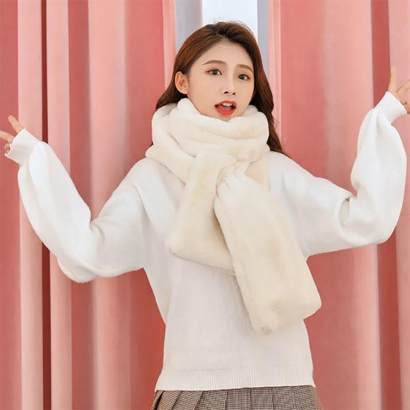 Women's Scarf Winter Warm Bib Thickened and Increased Imitation Fur Plush Cute All-match Bib Scarves